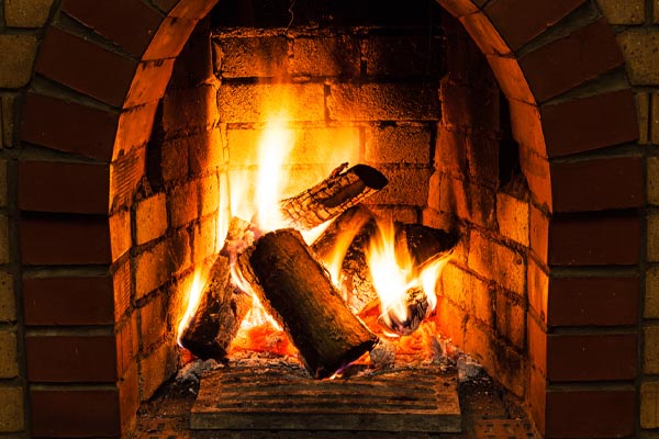 image of a fireplace depicting old home heating methods
