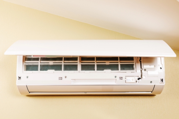 close up image of a ductless mini-split for old home
