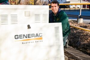 McAllister Energy technician installing Generac generator