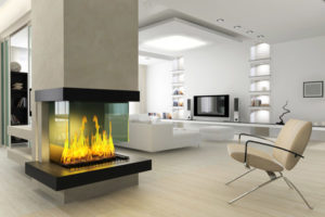 image of an inefficient gas fireplace