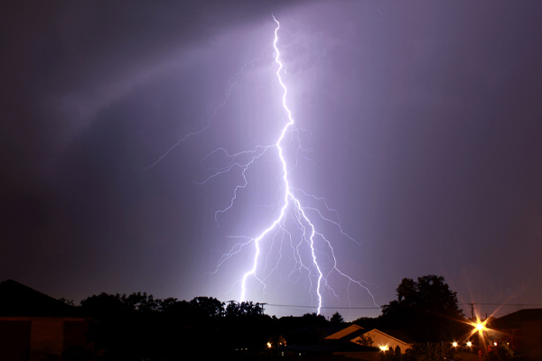 image of a lightening storm depicting power outage and hvac surge protection