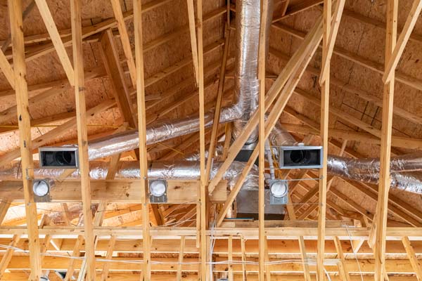 image of an hvac ductwork and air vent installation in new construction