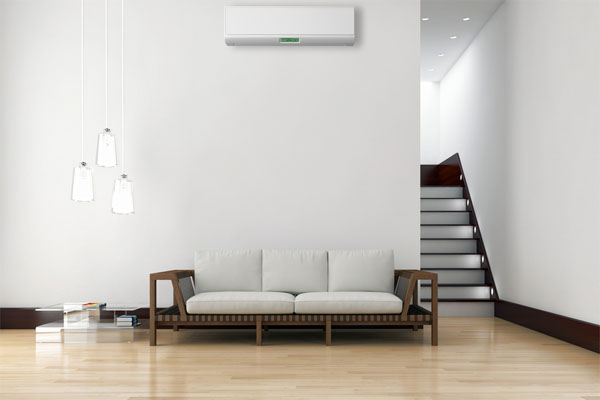 basement that has a ductless mini-split for air conditioning