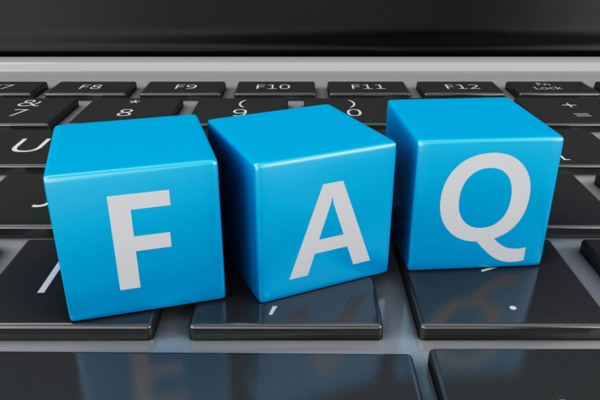 FAQ spelled using blue letter cubes depicting questions about Water in Oil Tank