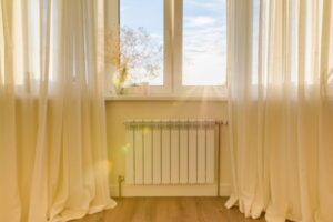 heating radiator below the window