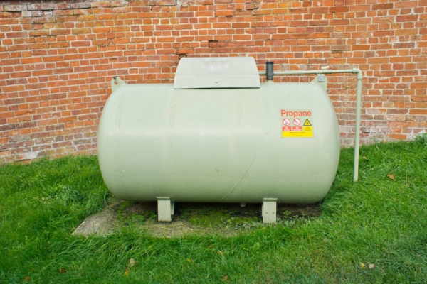 propane tank installed outside the house