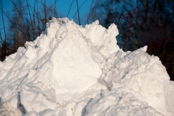 a small mountain of snow from a heavy snowfall