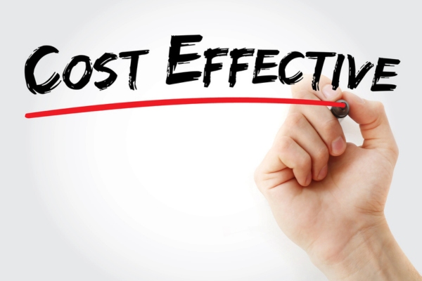 cost effective phrase written on a virtual board