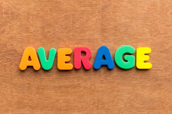 AVERAGE spelled using 3D rubber letters